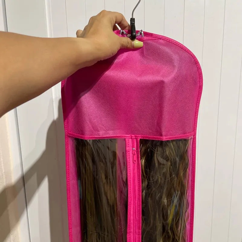 Bolsa para extensiones de cabello con soporte para peluca